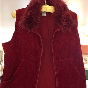 Reference Clothing Maroon Corduroy Zip Up Vest